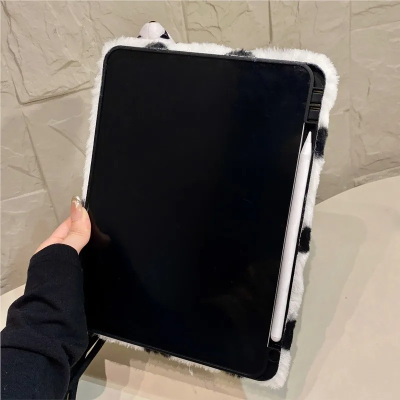 Kawaii 3D Panda Plush Furry with Lanyard Tablet Case for HONOR V7Pro 2021 V8 11in X8Pro 2023 X9 11.5in Fluffy Anti-Scratch Cover 5