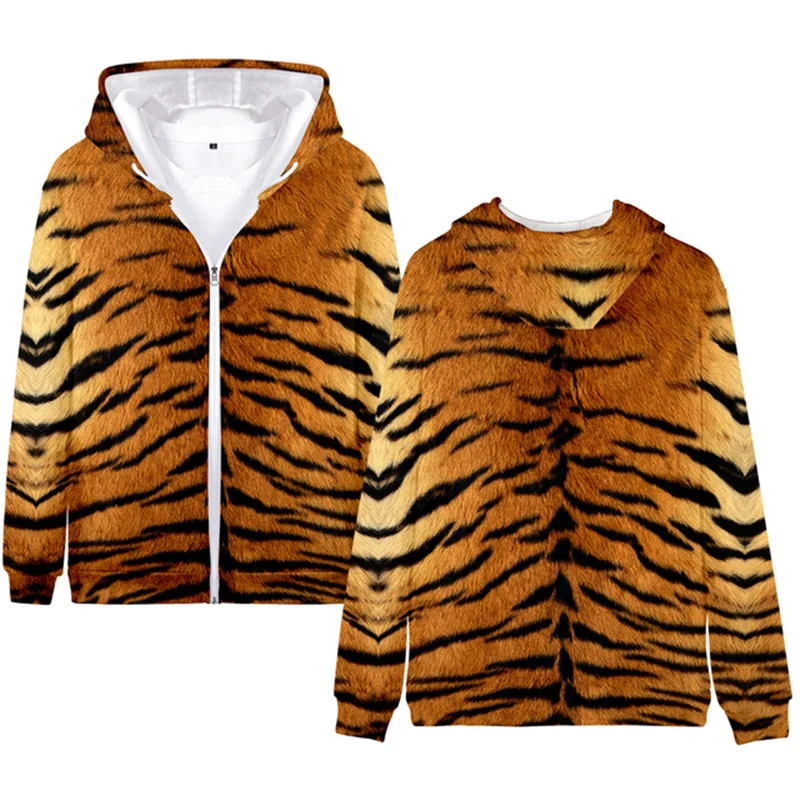 Fashion Spring Autumn Animal Hoodies Tiger Skin 3D All Over Printed Men's Sweatshirts Unisex Casual Jacket Streetwear Coat