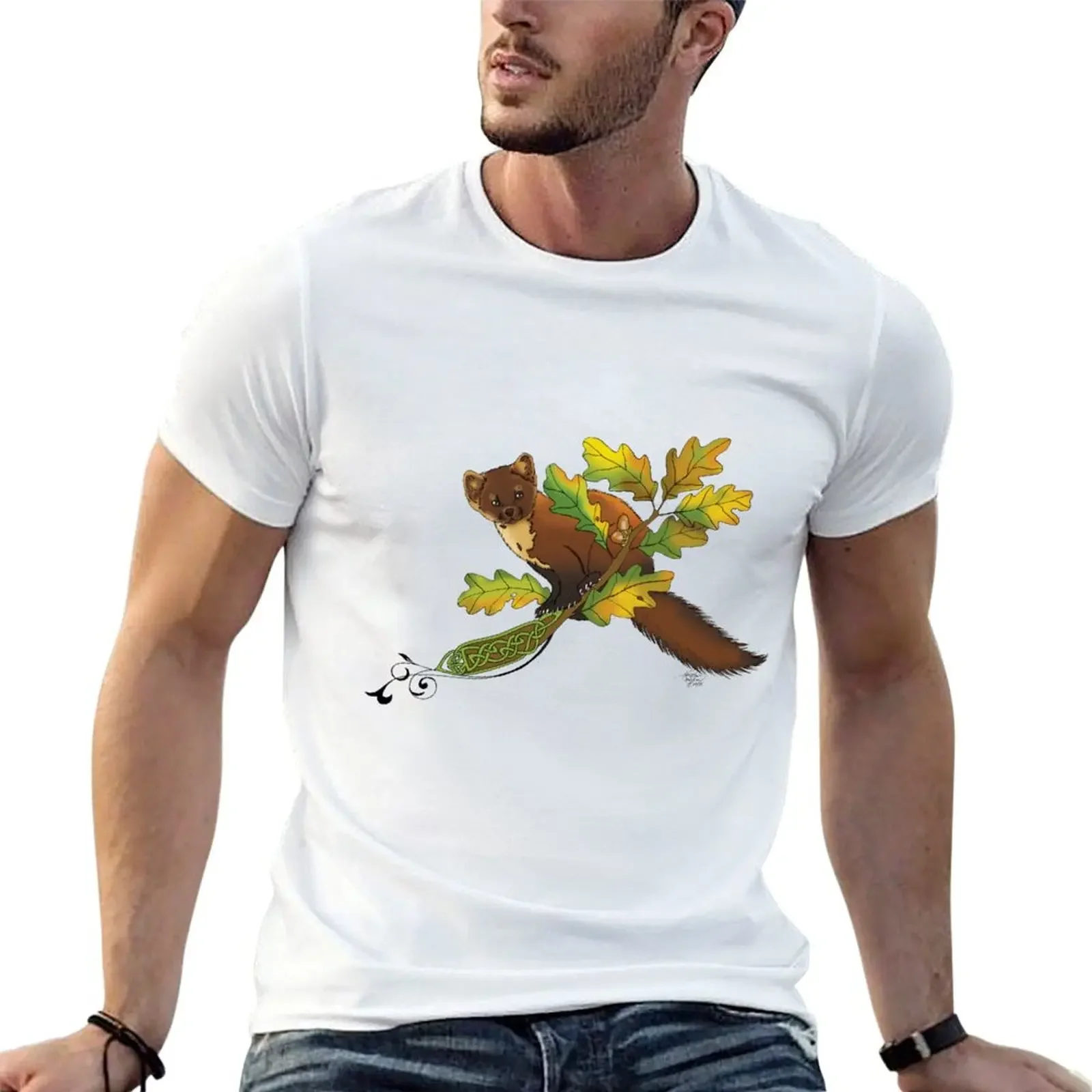 Pine Marten T-Shirt korean fashion plus sizes shirts graphic tee plus size men clothing