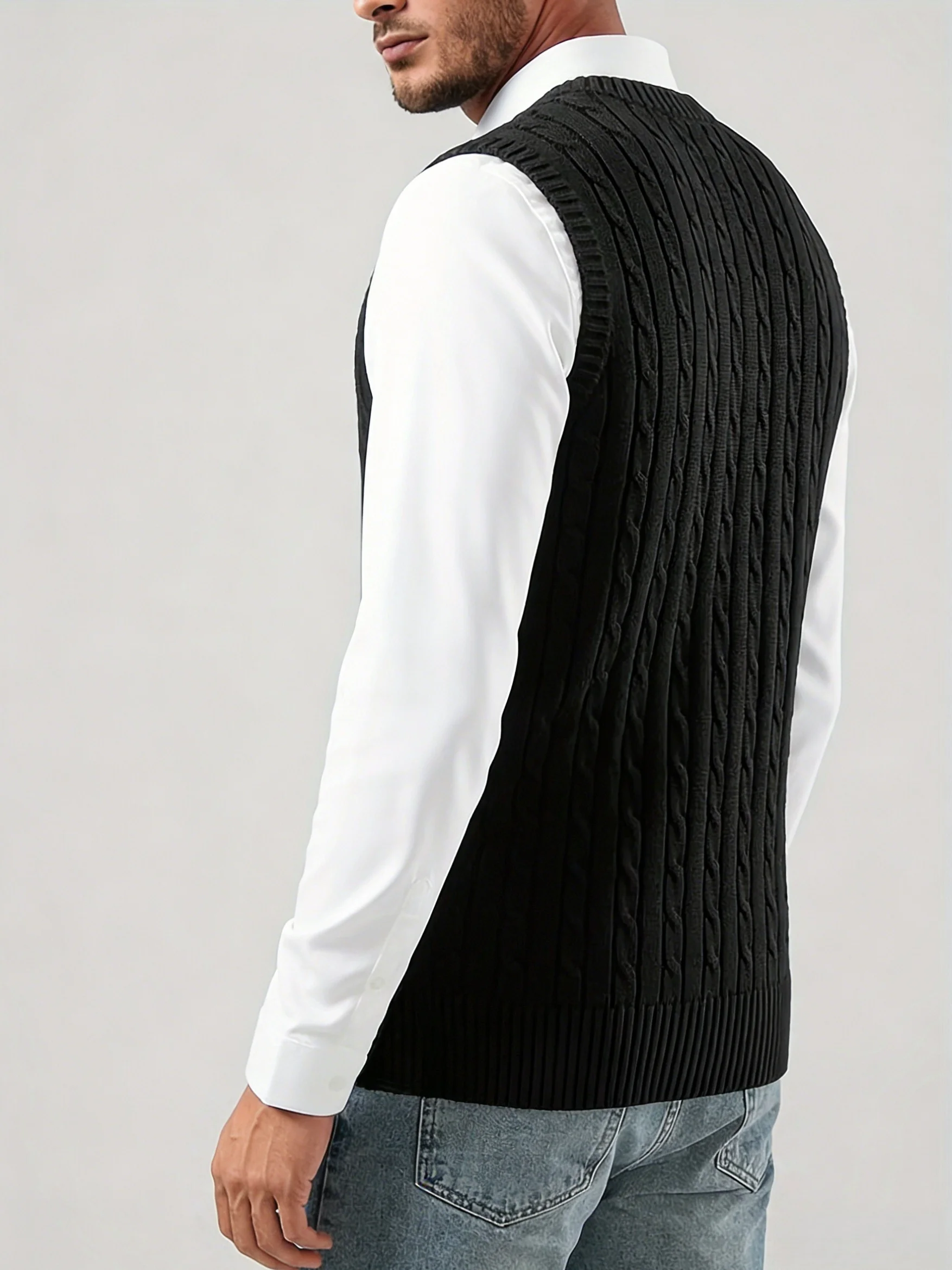 Men's Casual Fashion Cable Kni - Men'S Fashion V Neck Sweater บทวิจารณ์และราคา
