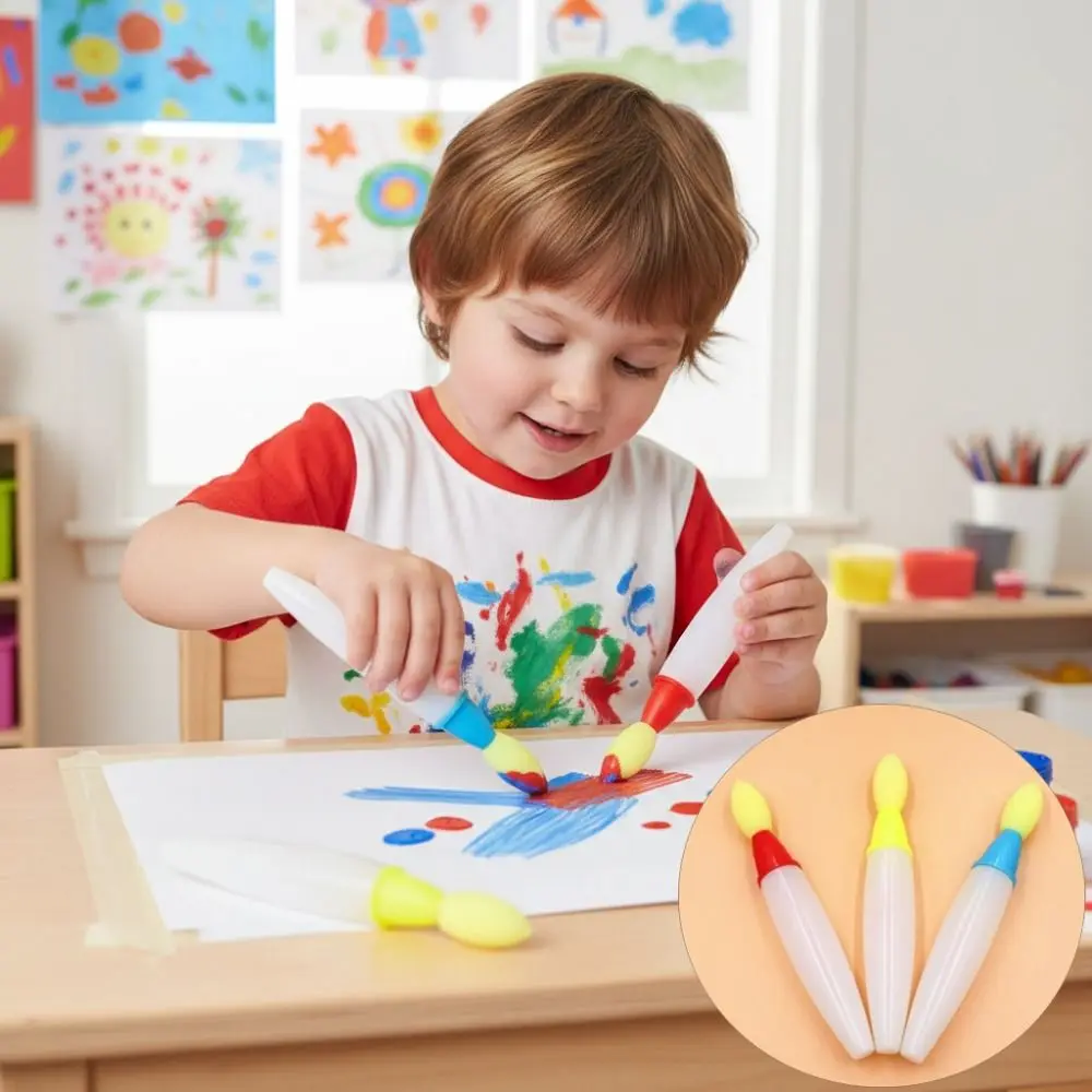 Juego de 3 pinceles de plástico para pintar con tiza en el pavimento, versátiles, fáciles de limpiar, pinceles de colores reutilizables, herramienta para pintar en el suelo