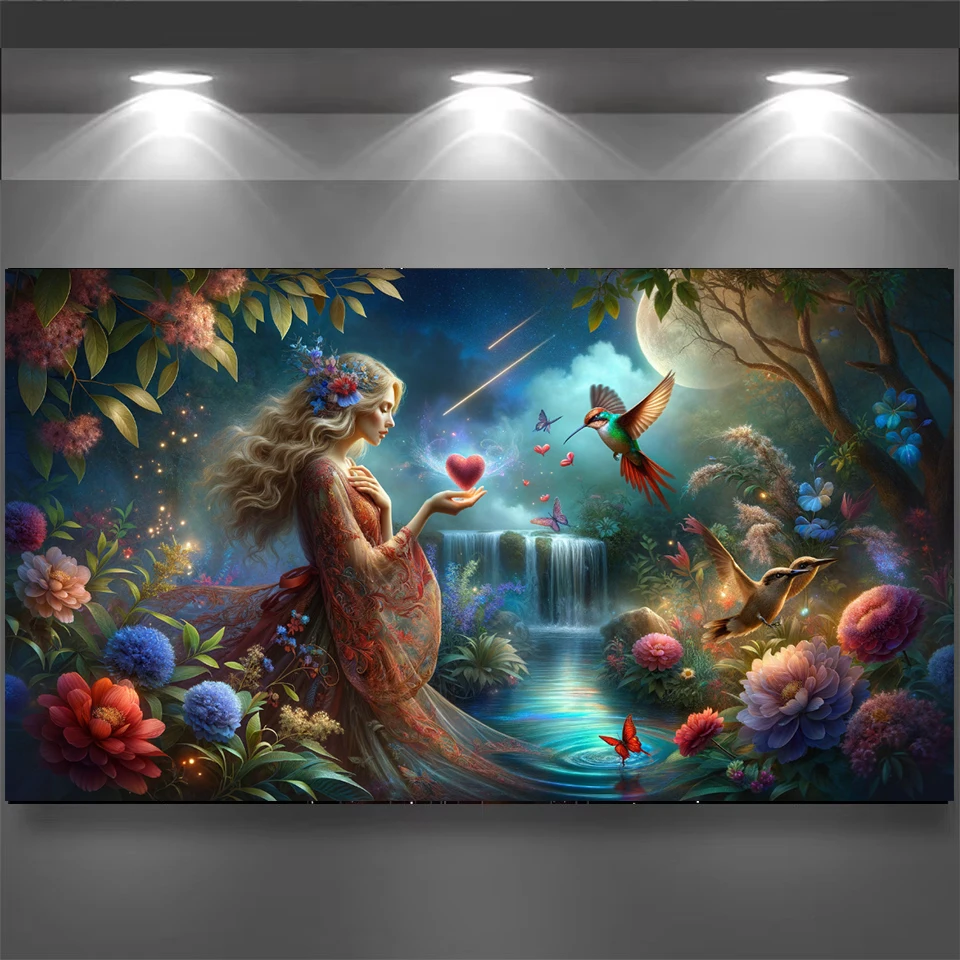 

Зачарованная женщина, лес, Серенада, алмазная живопись, сделай сам, полная круглая Алмазная мозаика, ювелирные изделия, наборы для вышивки крестом, художественное украшение для дома,