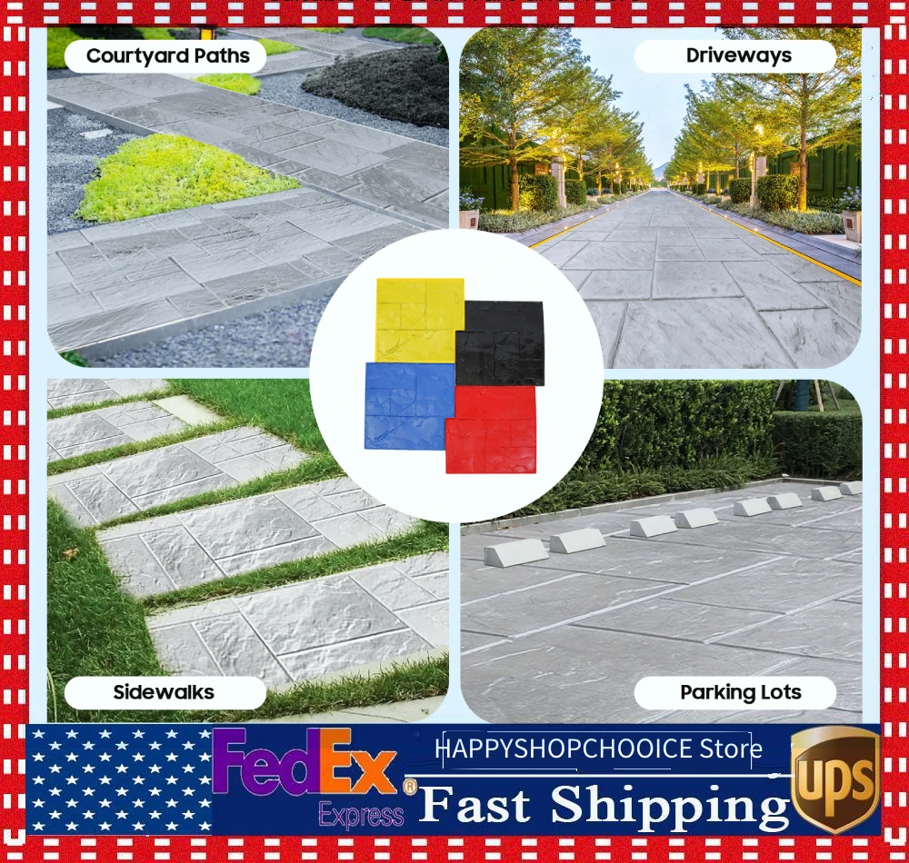 

Набор форм для штамповки бетонной текстуры 24 дюйма × 24 дюйма, набор подушечек для штамповки бетона, подходит для форм для штамповки бетона на стене/поле