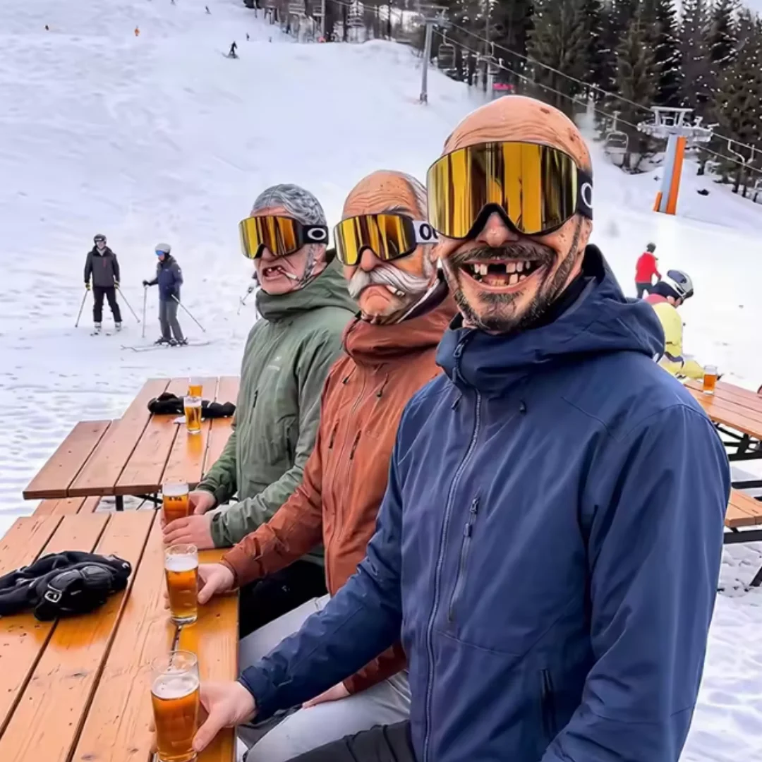 Funny Old Man Ski Mask Realistic Face Balaclava Summer Winter 3D Printed Full Face Mask for Skiing Snowboarding Outdoor Sports