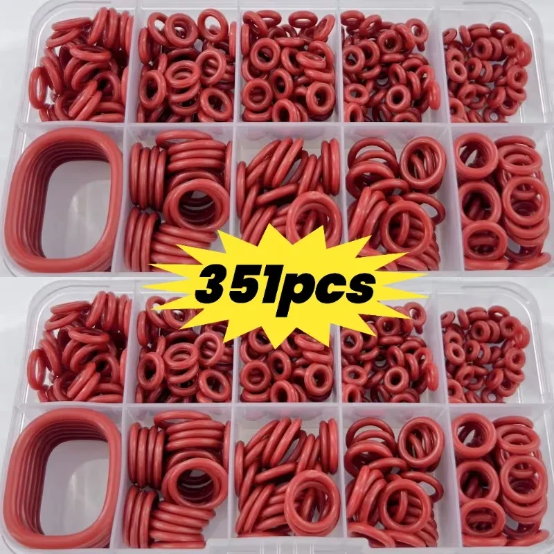 351pcs oil and temperature resistant O-ring rubber combination gaskets, used for automobiles, water pipes, 10 different sizes
