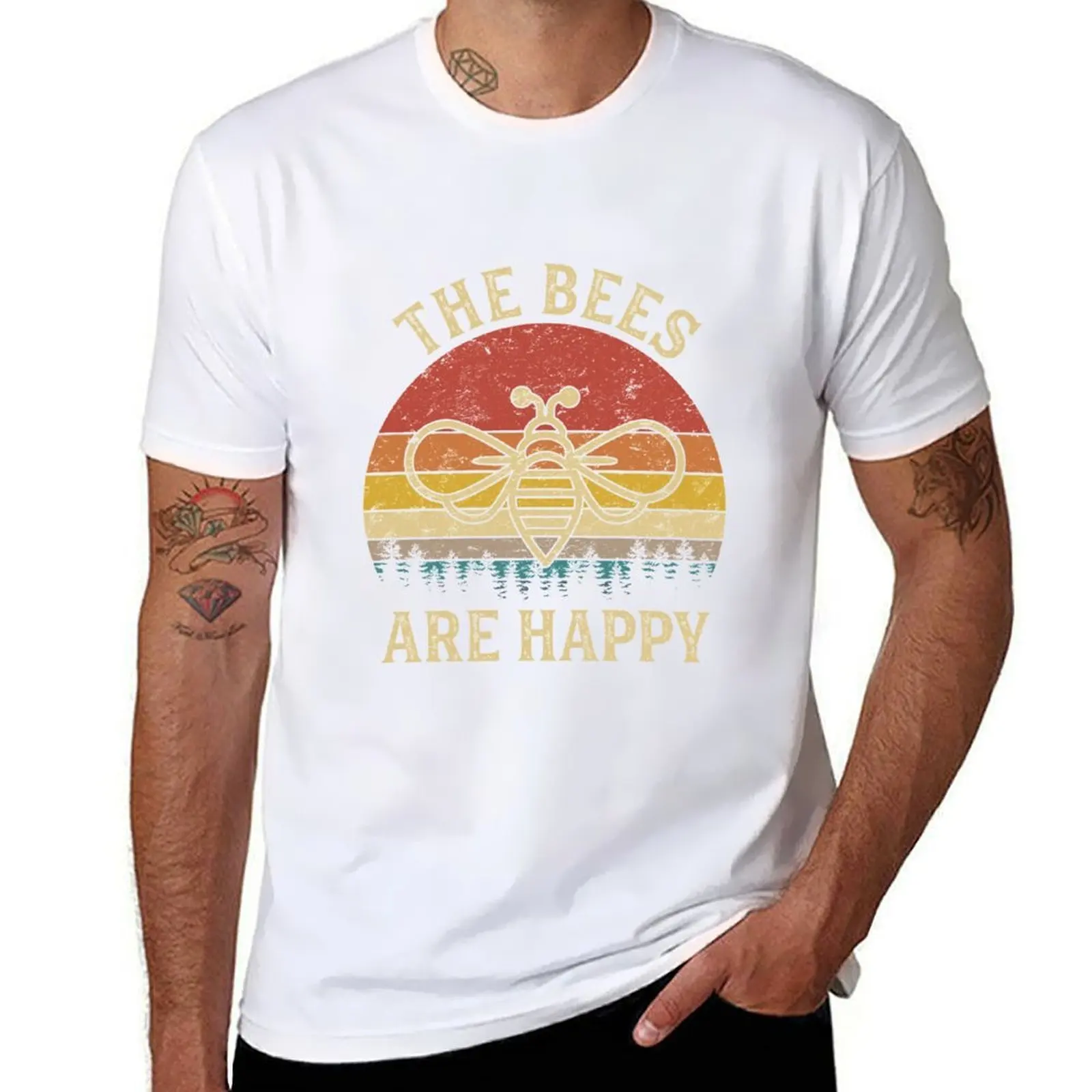 

Vintage Valheim The Bees Are Happy T-Shirt black cotton t-shirt plain for man package t shirt man plain T-Shirt
