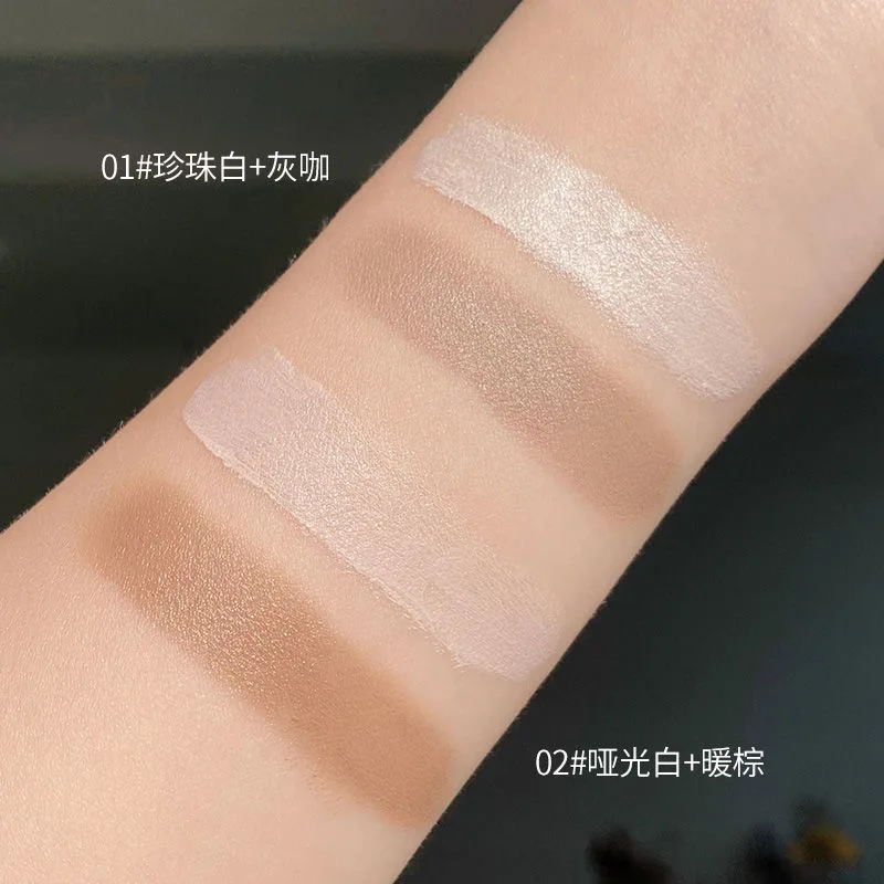 عصا كونتور مزدوجة الرأس تدوم طويلاً مقاومة للماء بلمسة نهائية غير لامعة، قلم تحديد برونزي لمكياج الوجه