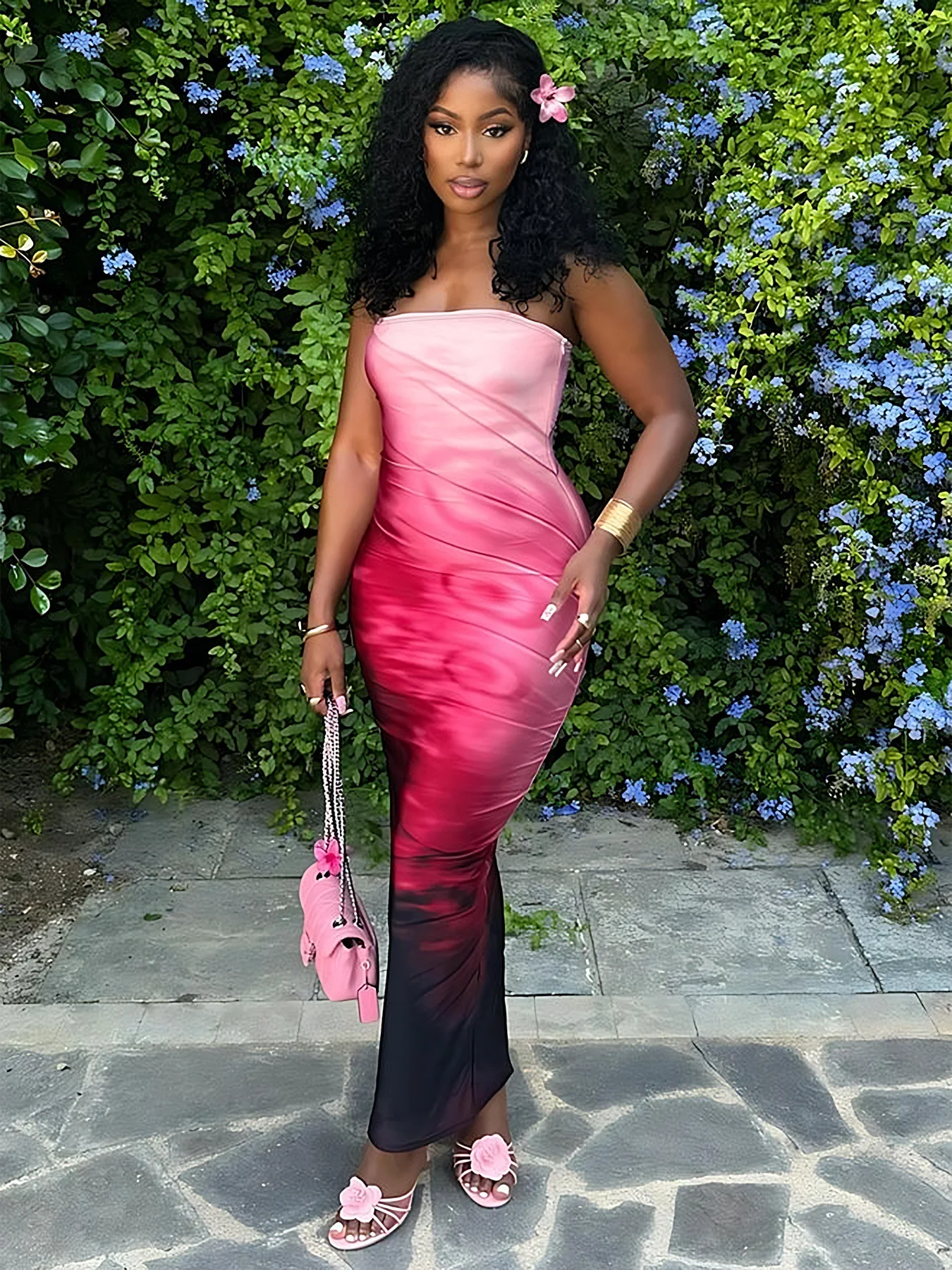 

Elegant Multicolour Print Bodycon Long Dress for Women Off-shoulder Backless Dresses Female Clubwear Vestidos 2025 Summer