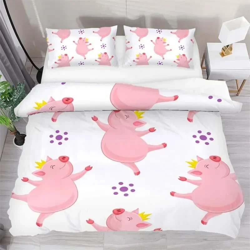 

New 3D Print Cartoon Lovely Pig Comfortable Duvet Quilt Cover Pillowcase Bedding Set Children Bedroom Decoration Home Textile