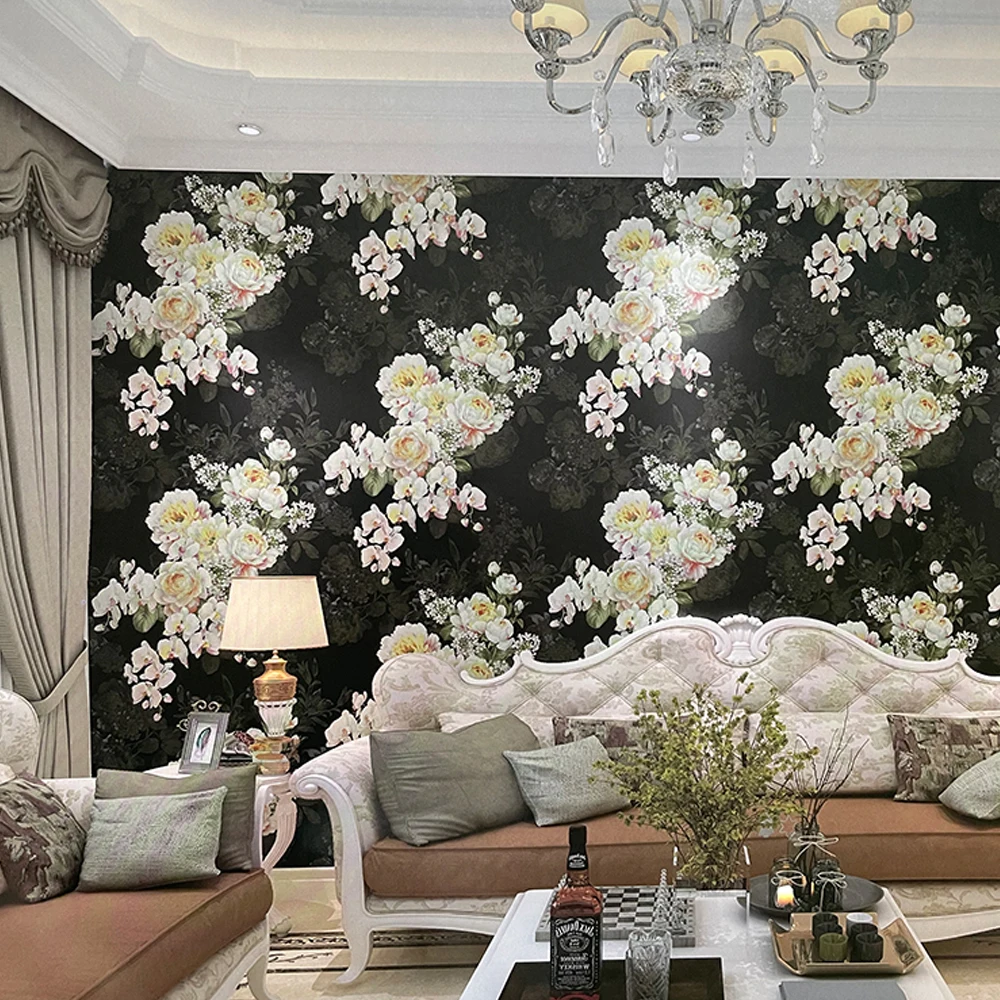 10m American Vintage Pastrol Flower Wallpaper Retro Large Floral Wallpapers Roll Bedroom Decor Murals Pvc Wall Paper