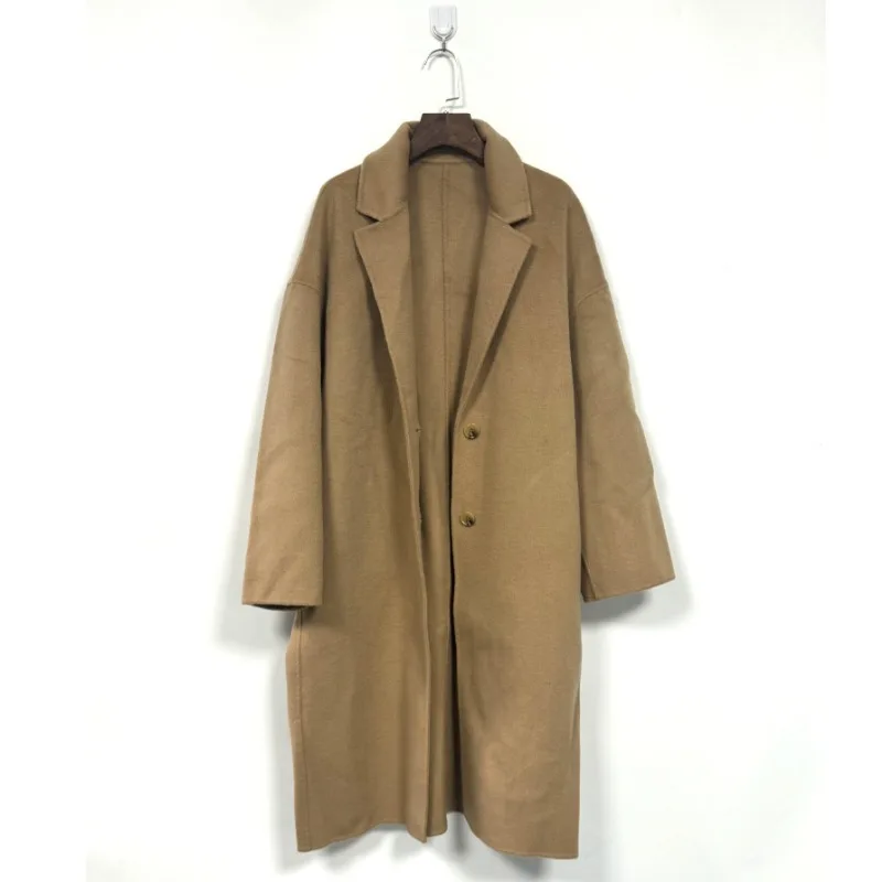 TT@ Cocoon Shaped Woolen Coat, Classic, Simple, Versatile, Double-sided, Medium To Long Jacket, 2024 Autumn/winter LUXURY