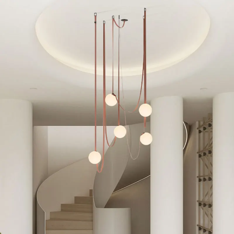 

Modern Custom Creative Glass Ball Belt Pendant Light Living Room Linear Pendant Lamp Light Led for Decor Restaurant Cahndeliers