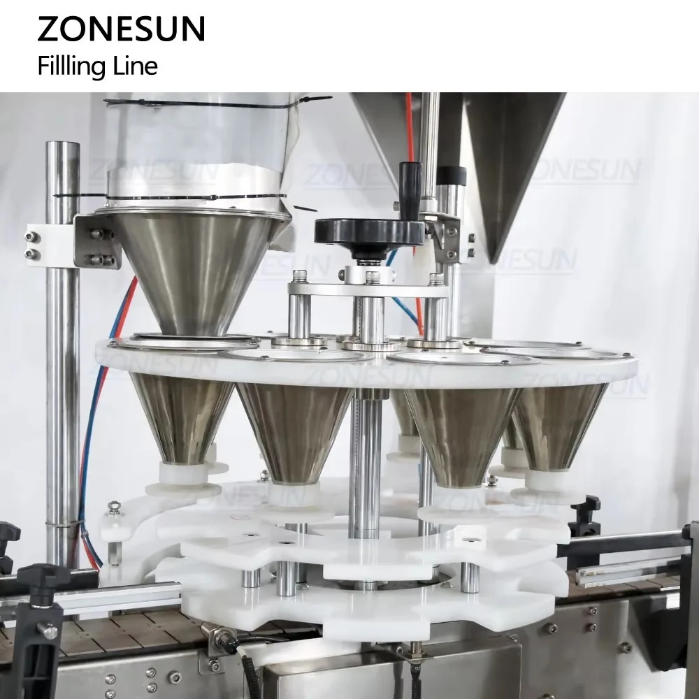 ZONESUN ZS-FAL180G7 Full Automatic 14 Heads Powder Weighing Filling Capping And Labeling Machine
