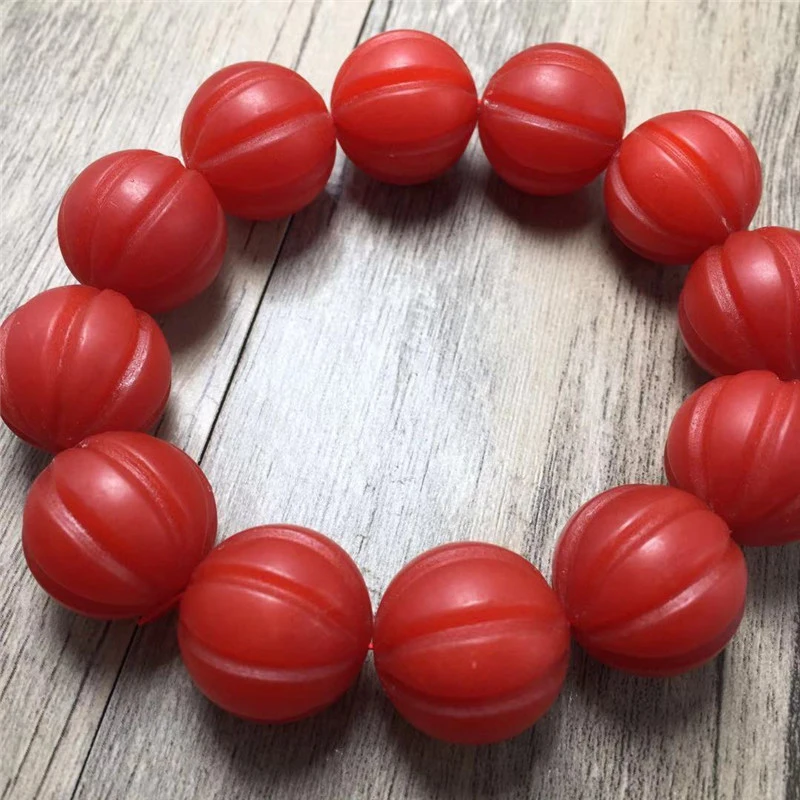 Second-generation optimized Red Agate bracelet with pumpkin-shaped beads, men's Buddhist bead accessory