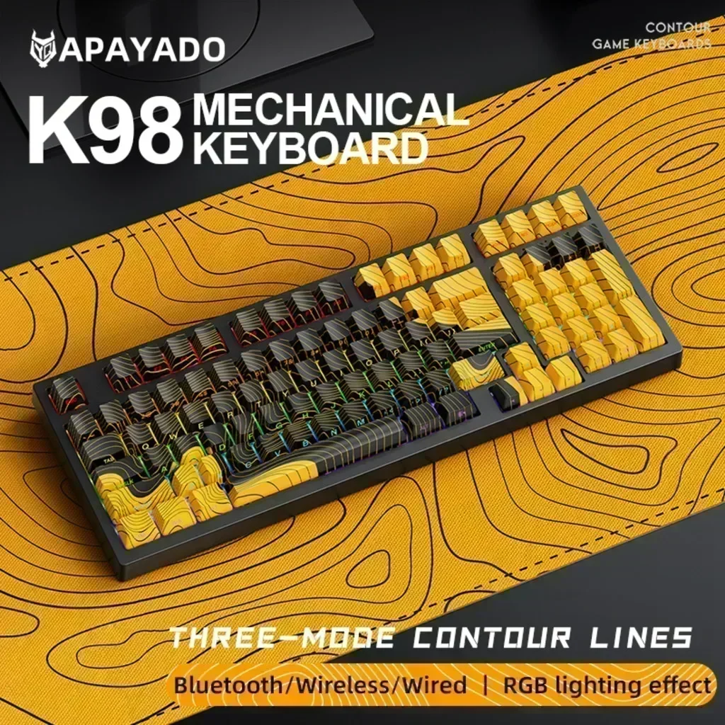 

APAYADO K98 Wireless Mechanical Keyboard Tri-Mode BT/2.4G/Wired Hot-Swappable RGB 4000mAh Battery