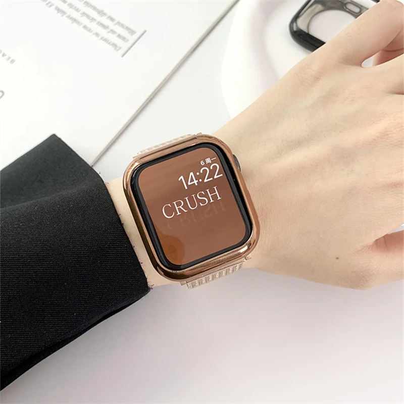 Luxury Glossy Electroplated Case For Apple Watch Case 45mm 41 40 44 42 38 Korea Plating TPU Protective Soft For Series 9 8 7 6 5