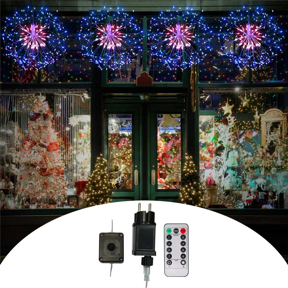 LED Firework Light 2x 4x 6x USB Powered Hanging Fairy Lights DIY Starburst Lamp for Garden Christmas Garland Festival Decor