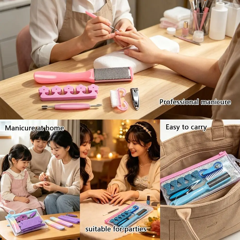 New Portable Nail Care Set Compact Bagged Stainless Steel Nail Clippers and Files Convenient Nail Care Tools for Nail Shaping