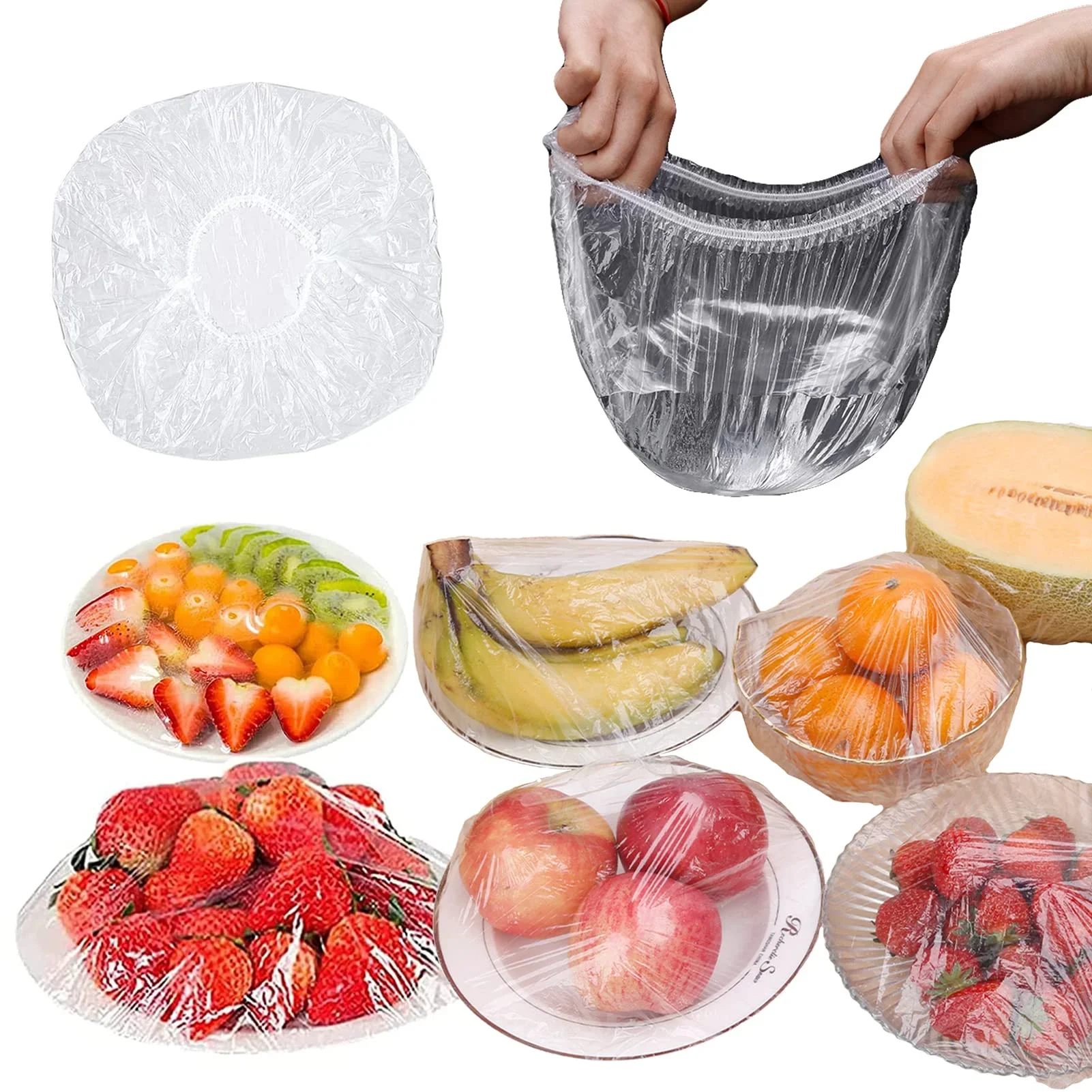 

100/200/300pcs Disposable Food Cover Plastic Bags Fruit Vegetable Fresh-Keeping Packaging Bags Saran Wrap Kitchen Accessories