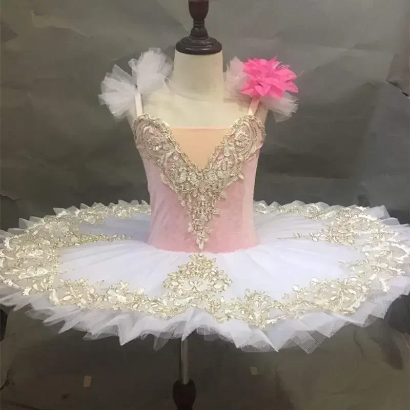 Tutu di balletto professionale in velluto rosa donne adulte bambini bambini Tutu di balletto per ragazza Pancake Tutu Ballerina Party Costume di balletto