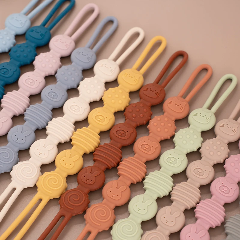 1pc Silicone Baby Pacifier Chain Cute Animal Design Anti-lost Pacifier Lanyard Strap Teething Toys for Babies Newborn Items