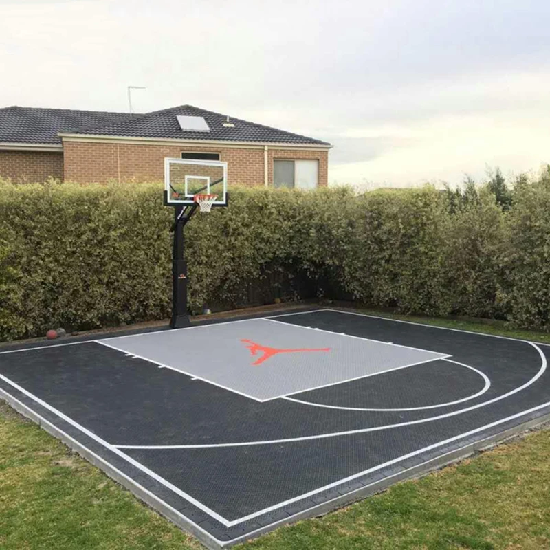 

20x20 Feet DIY Backyard Court Interlocking Basketball Court Floor Tiles Antislip Outdoor Artificial Grass Flooring