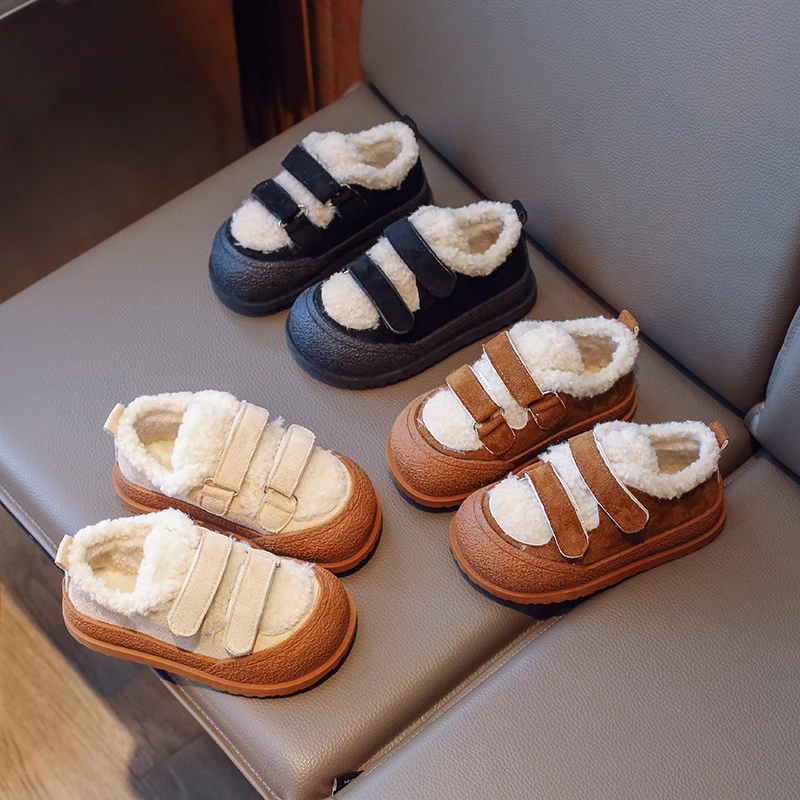 

Children's Retro Fashion Warm Casual Thick Sole Cotton Shoes 2025 Winter New Soft Comfortable Versatile Plush Shoes