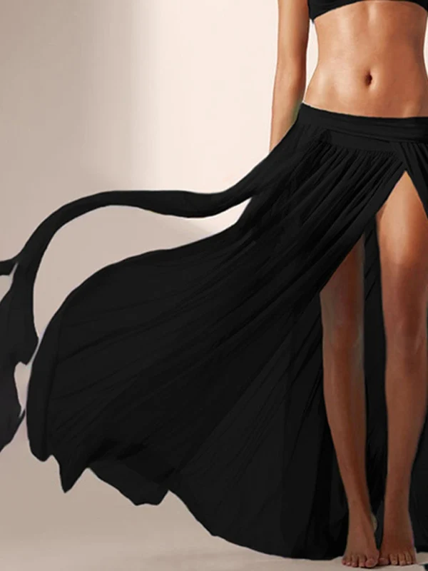 

Пляжная юбка American Sle Me, бикини Smo, пляжная длина, накидка на шлепанцы, однотонная танцевальная одежда со средней талией