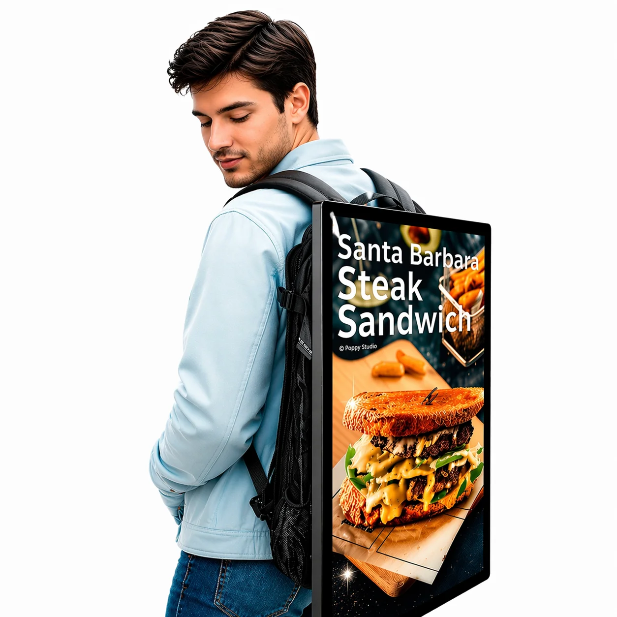 

4G Supported LCD Advertising Backpack Billboard Portable Human Walking Digital Display With Battery Power Digital Signage