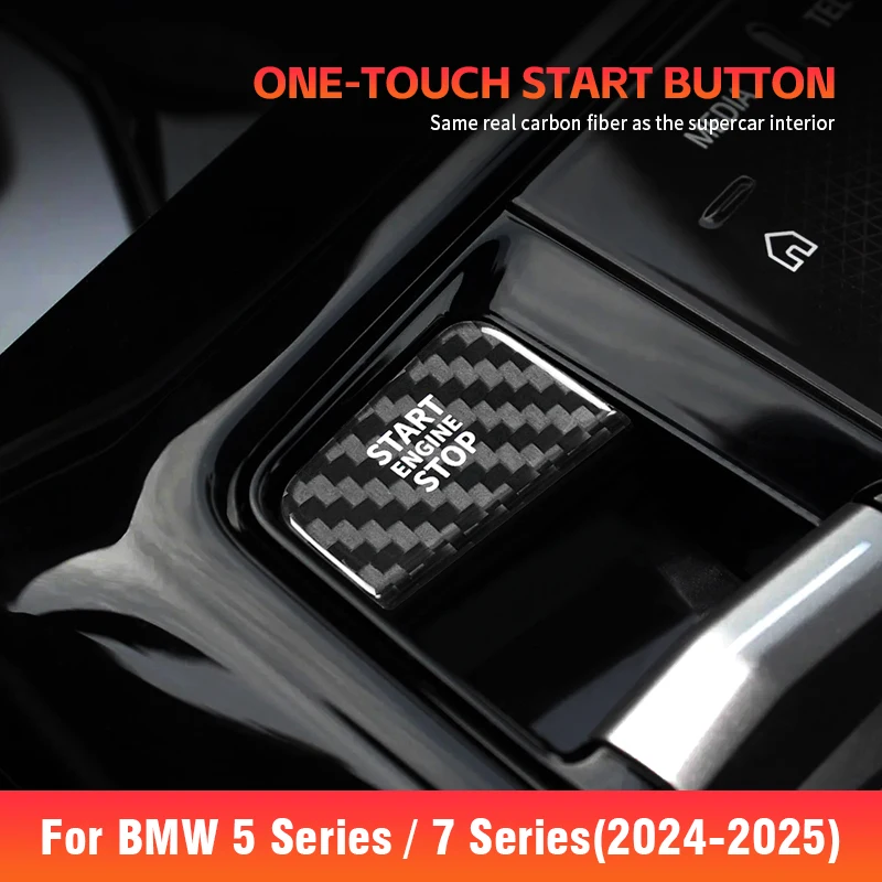 Quality Carbon Fiber One-key Start Button Interior Decorative Sticker Car Start Stop Button Cover for BMW 5 7 Series G60 G70