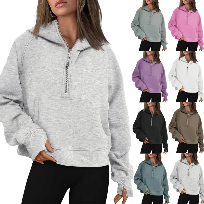 

Half Zip Sweatshirts Cropped Hoodies Fleece Womens Quarter Zip Up Pullover Sweaters Fall Outfits 2025 Winter Clothes