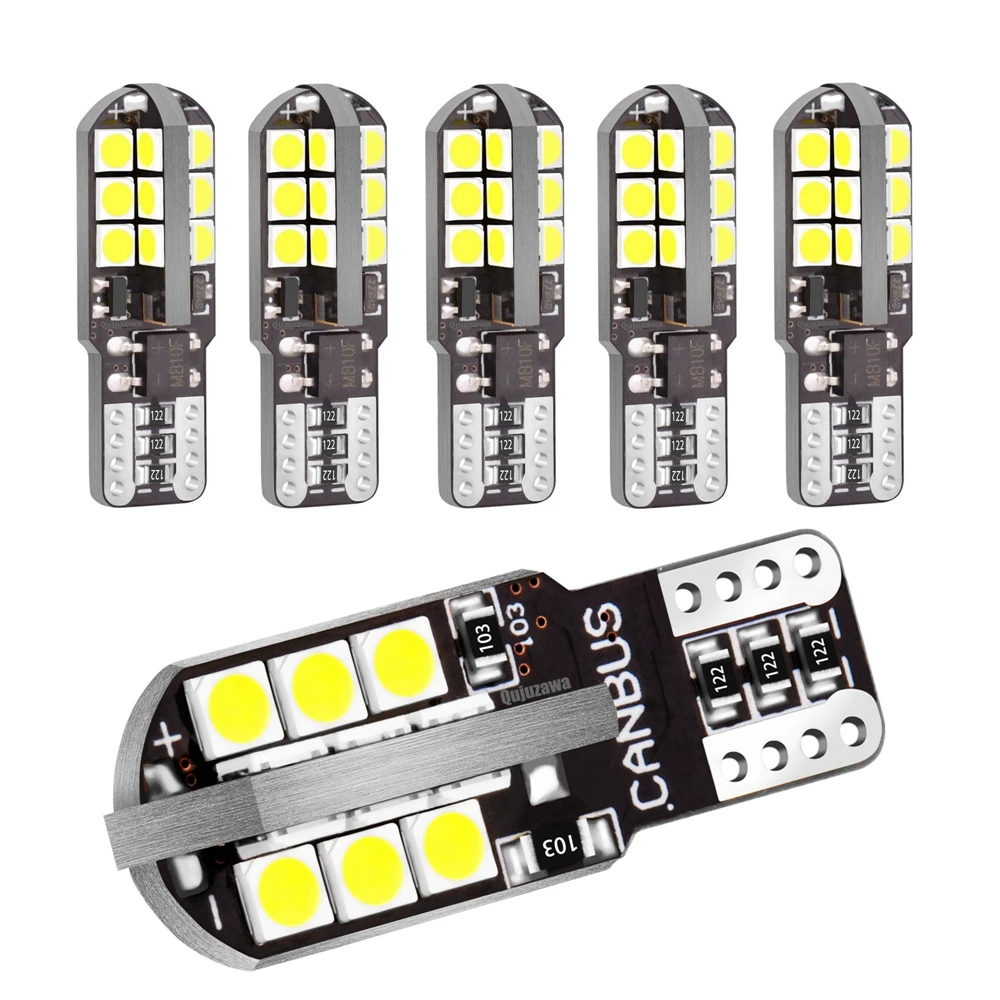 

6Pcs W5W LED Canbus T10 Led Bulbs WY5W 168 194 Error Free Car Interior Dome Lamps License Plate Parking Lights 6000K White 12V