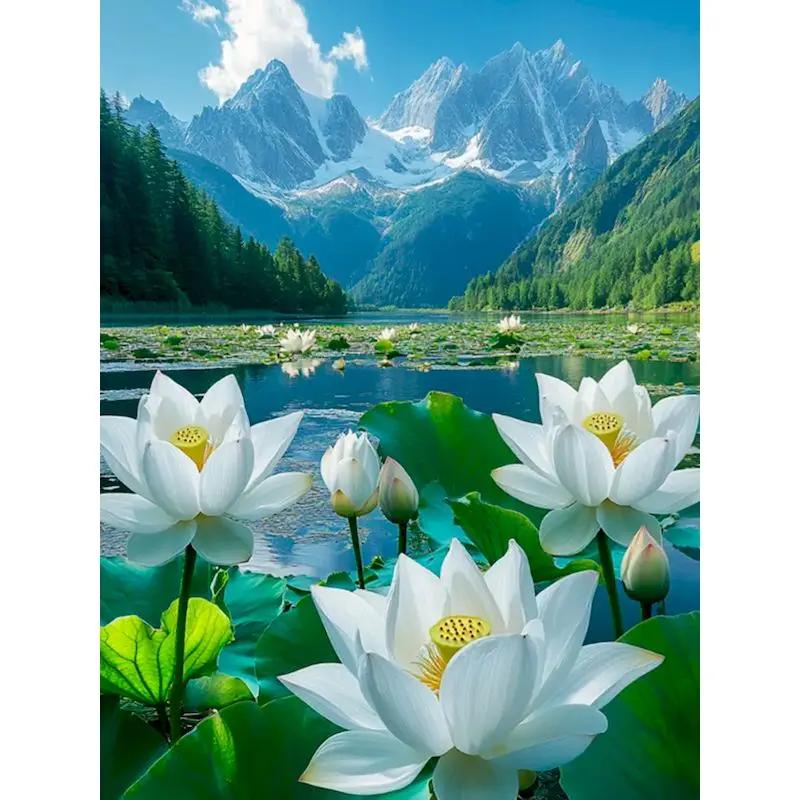 

GATYZTORY Lotus Pond Painting By Numbers Arts and Crafts Markers By Numbers Scenery Easy Acrylic on Canvas Home Decor Paintings