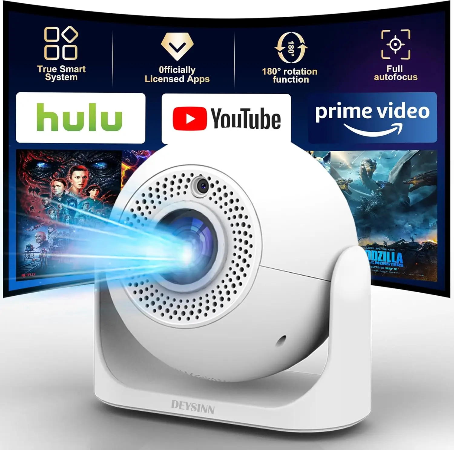 

Умный мини-проектор с Wi-Fi и Bluetooth, поддержкой 4K, автофокусом, портативный для домашнего кинотеатра