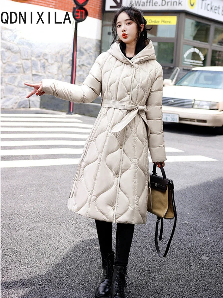 

Oversized Parkas Long Sleeve Winter Coat Thick Warm Pink Long Padded Jacket for Women New Women's Clothing Quilted Puffer Jacket