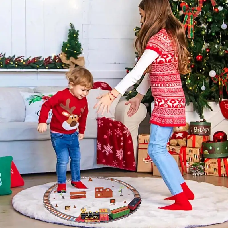 Weihnachten Zug Spielzeug Weihnachten Elektrische Zug Mit Nebel Batterie Betrieben Eisenbahn Track Spielset Lokomotive Motor Spielset Für Kinder