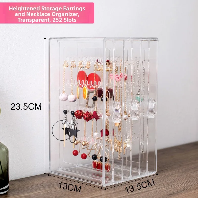صندوق تخزين أقراط كبير الحجم للنساء، حامل عرض مجوهرات شفاف مقاوم للغبار، منظم حامل الأساور #1