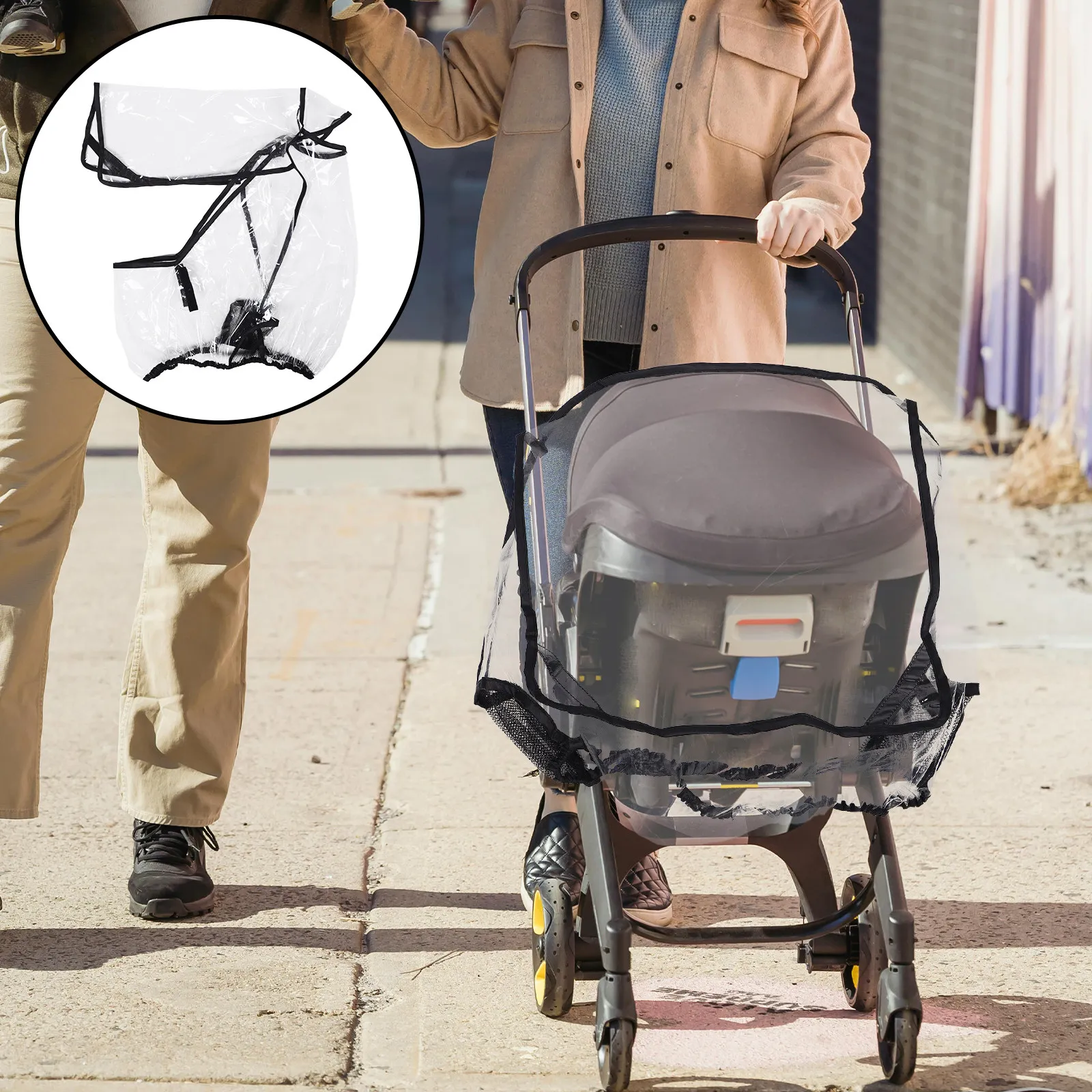 Universal Baby Stroller Rain Cover Eva Waterproof Clear Lightweight Windproof Travel Pram Rain Protector Rainproof Stroller
