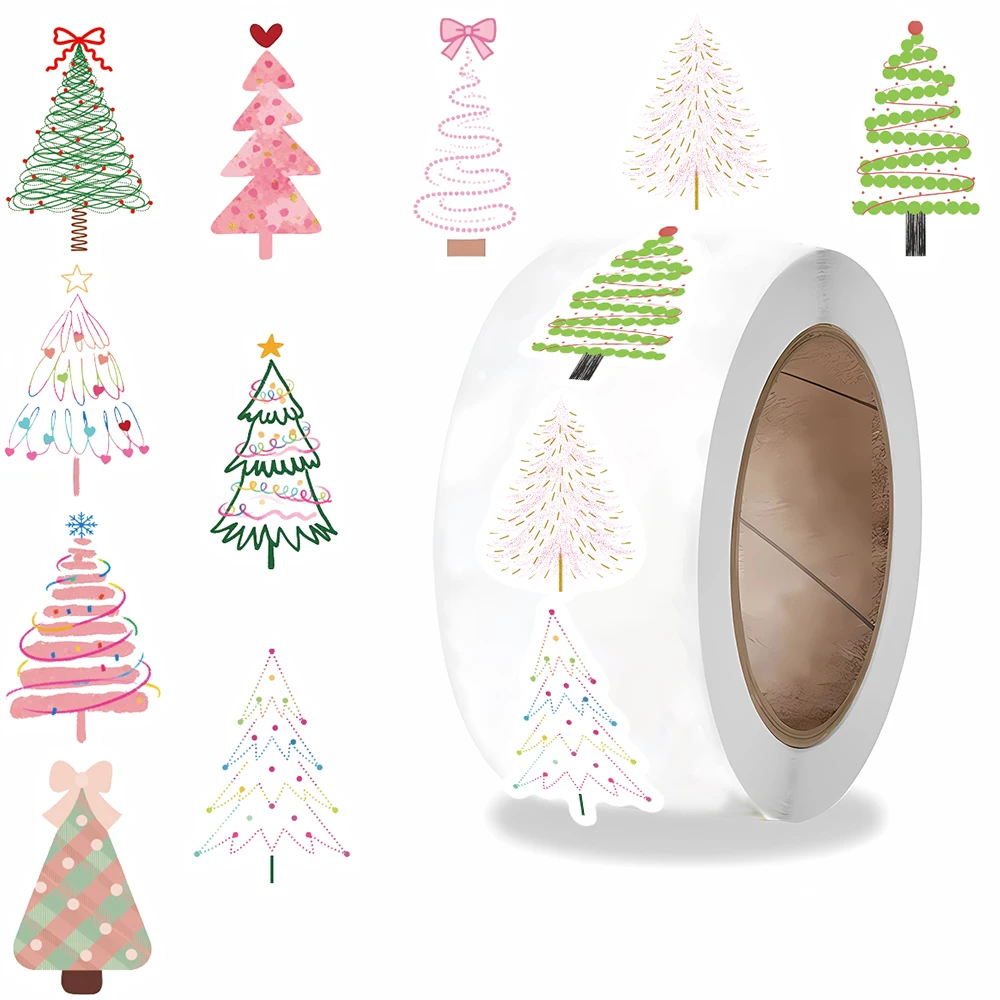 500 قطعة شجرة عيد الميلاد لفة ملصق Catoon الهاتف المحمول الرجعية دراجة القهوة سكيت تخصيص الفن ملصقات مقاومة للماء