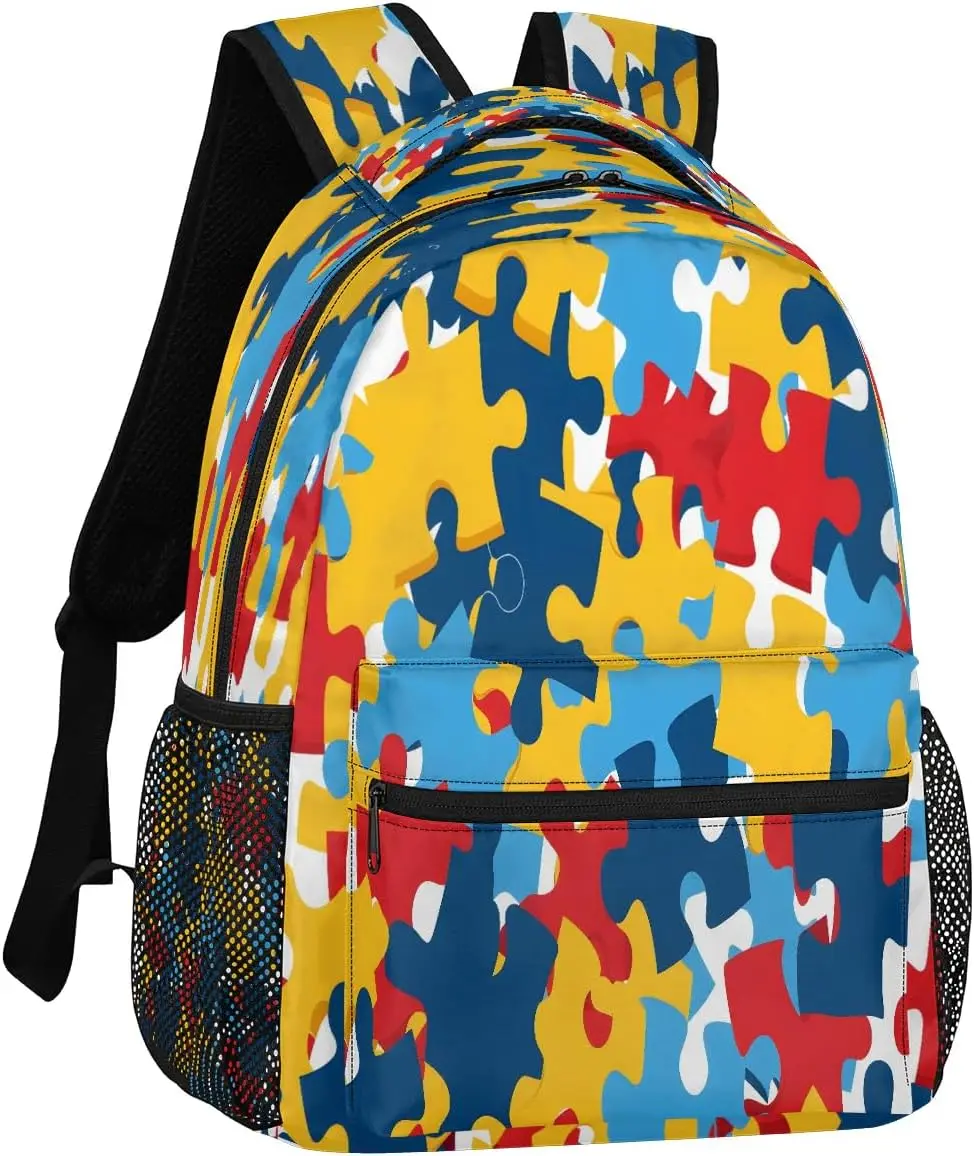 حقيبة ظهر بازل قطع ملونة ريترو مقاومة للماء وخفيفة الوزن للسفر حقيبة ظهر كاجوال قابلة للتعديل للرجال والنساء حقيبة نهارية