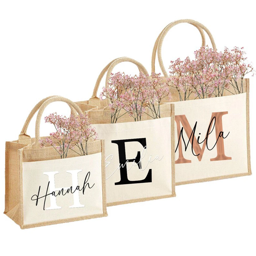 A Large Capacity Shopping Bag With Customizable Names And Initials Suitable For Shopping Beach Travel And Daily Commuting