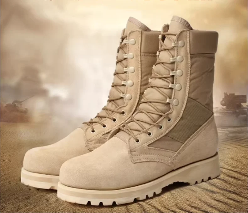 

Men's and Women's Combat Boots High Top Genuine Desert Boots Made Of Genuine Leather
