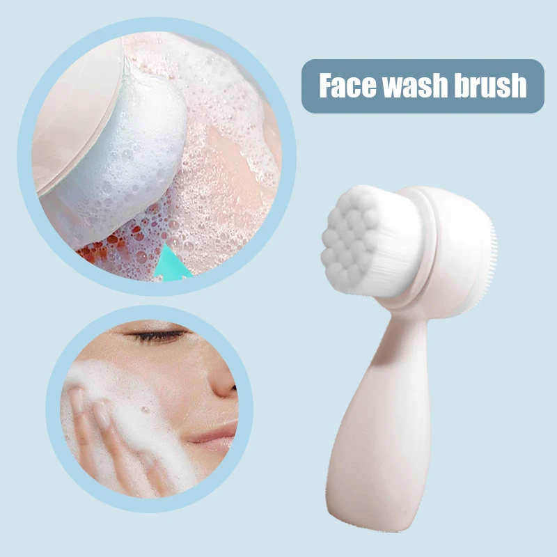 

Exfoliating Blackhead Face Washing Brush with Long Handle Silicone Wash Face Brush Dual Sides Facial Pore Cleanser Body