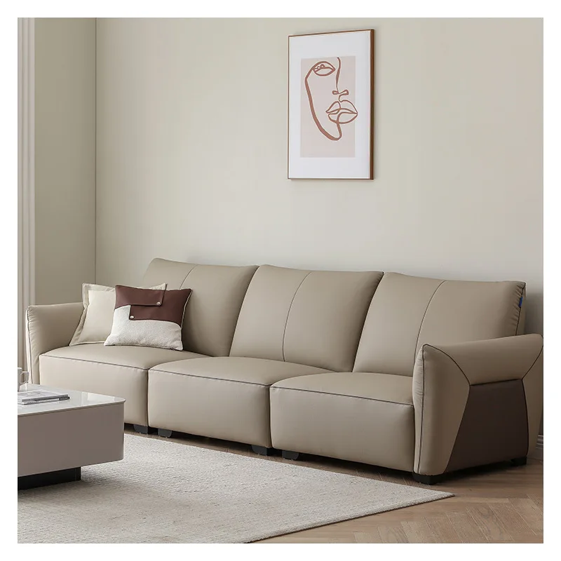 

Cream style, first layer cowhide, sofa, Italian style, modern, simple, living room, small apartment