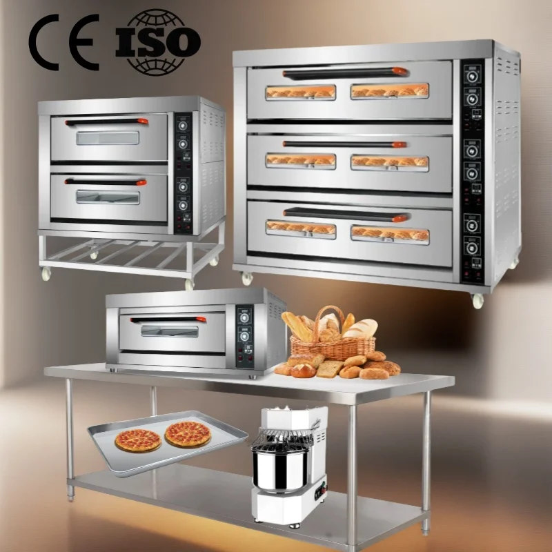 Pizza Industrial eléctrica a Hornos Para Pan De Panaderia precio hornear horno De pan comercial para hacer pasteles maquinaria De panadería