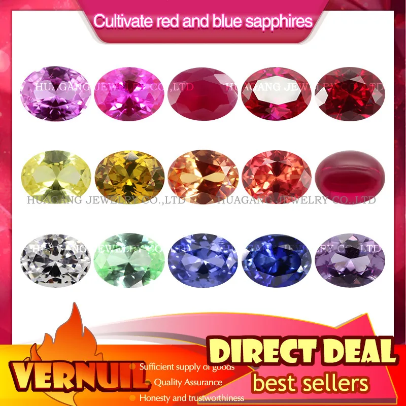 Oval Shape Ruby sapphire Synthetic 5# 8# 34# White Yellow Red Blue Corundum Stone Gems Beads For Jewelry DIY  Wax inlay