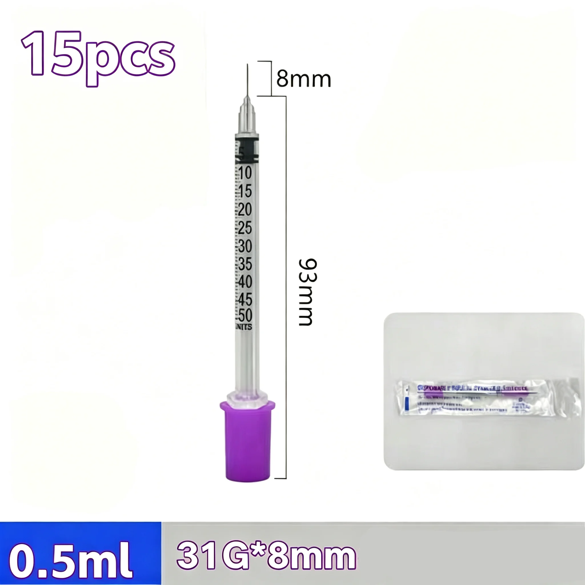 Variant: 0.5ml 31G 8mm 15pcs