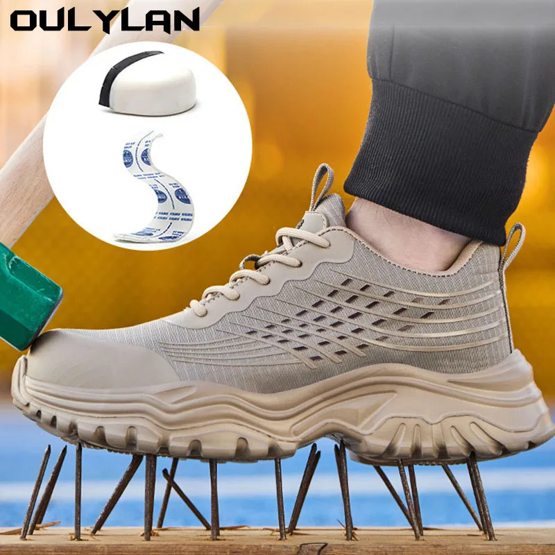 

Oulylan Anti-Smash Anti-Puncture Boots Antistatic shoes Light Breathable Safety Shoes Men Work Steel Toe Insulated Work Shoes