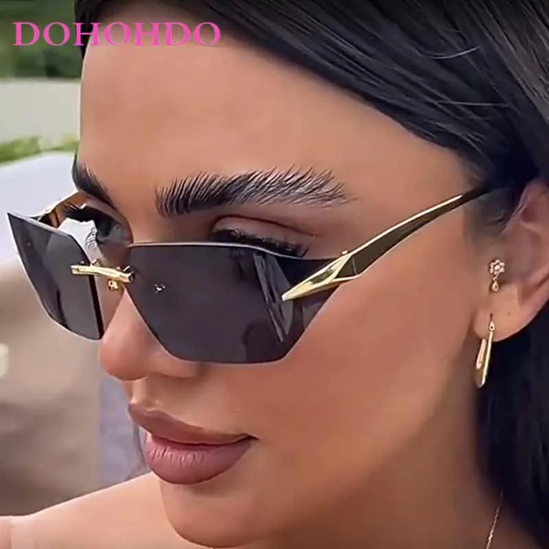 

DOHOHDO 2025 Fashion Luxury Rimless Sunglasses Women Men Y2k Punk Sports Sun Glasses Vintage Eyewear Shades UV400 Gafas de sol