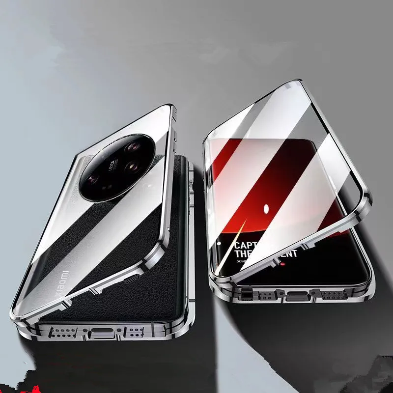 Etui ochronne do Xiao mi 14 Ultra odporna na wstrząsy pokrywa magnetyczna metalowy zderzak szklana do Xiaomi mi 14 13 ultra Case